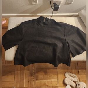 Black Mock Neck Cape Top